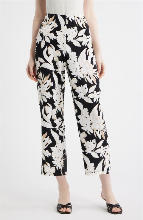 Print Crop Wide Leg Pants (Regular & Petite)
