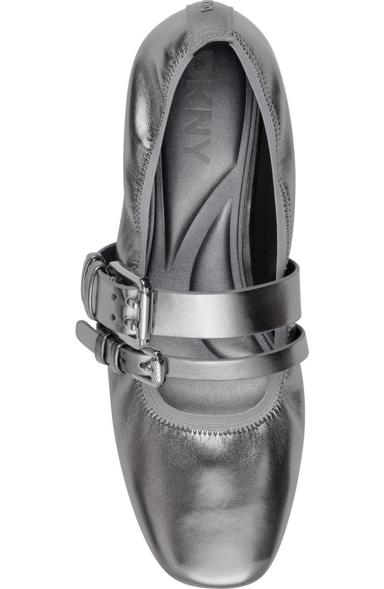 DKNY Dade Buckle Strap Ballet Flat, Alternate, color, Nickel