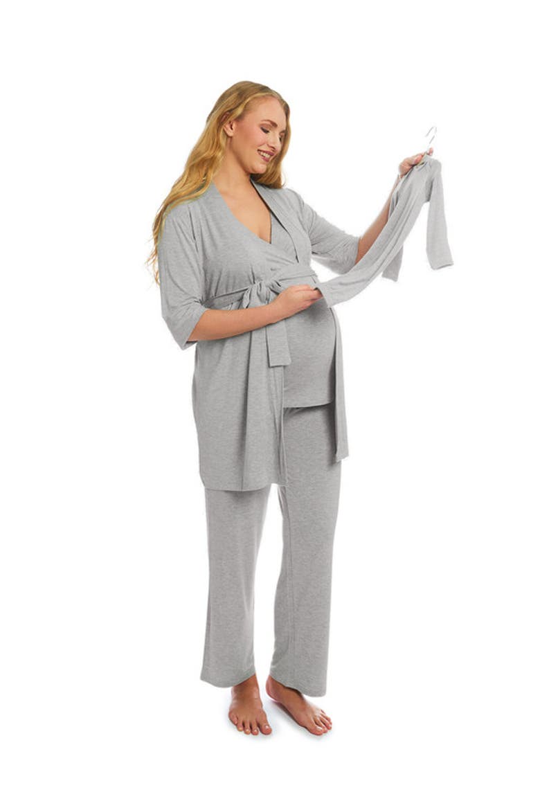 Analise During & After 5-Piece Maternity/Nursing Sleep Set for Mom & Baby, Main, color, Heather Grey Solid