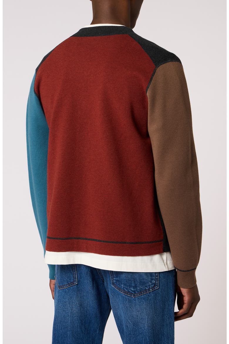 Cotton and Merino Wool Cardigan, Alternate, color, BLACK MELANGE