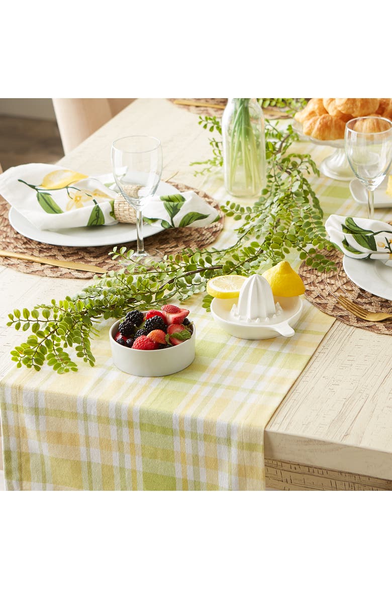 Lemon Bliss Plaid Table Runner, Alternate, color, Lemon Bliss