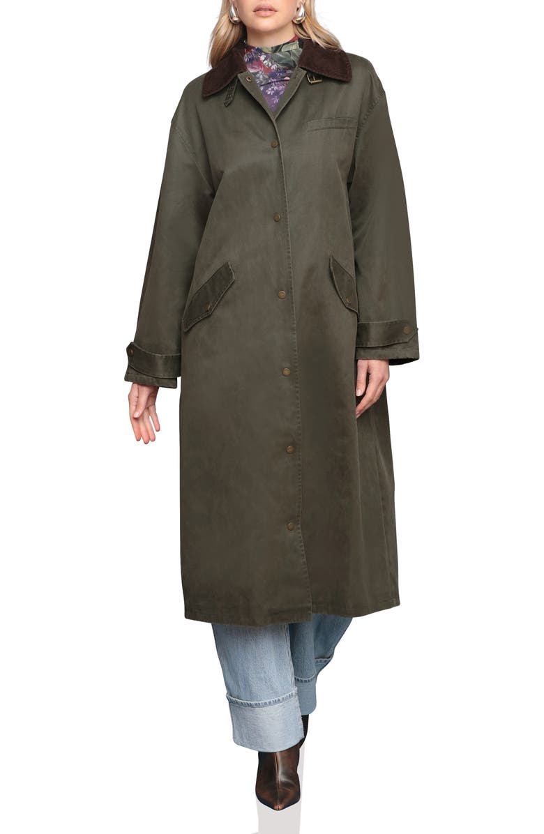 Avec Les Filles Contrast Collar Barn Coat, Alternate, color, Army
