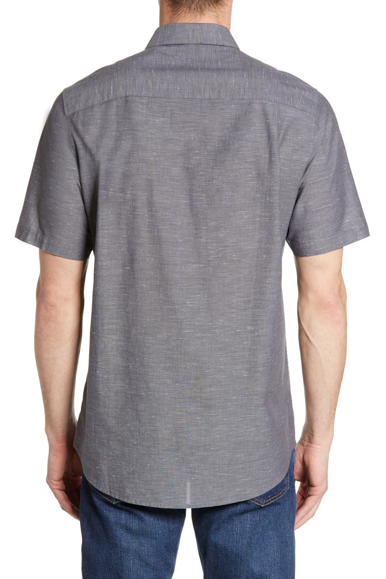 Studebaker Regular Fit Short Sleeve Shirt, Alternate, color, GREY PINSTRIPE
