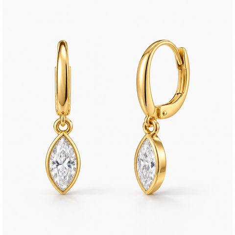 Gold-Tone Marquise-Cut Earrings
