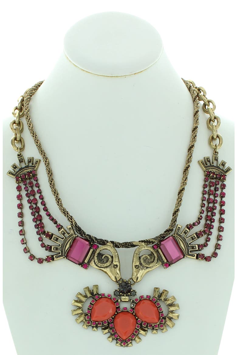 Gwen Red Statement Necklace, Alternate, color, GOLD / RED