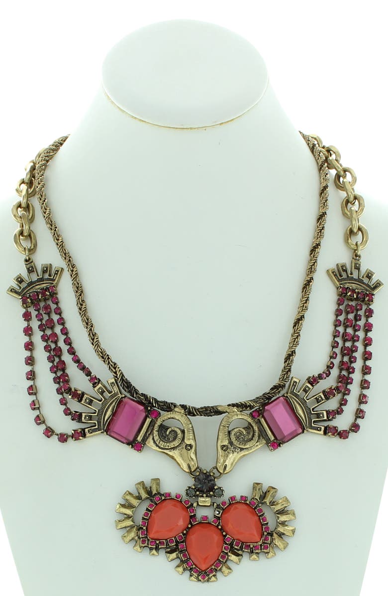 OLIVIA WELLES Gwen Red Statement Necklace, Alternate, color, Gold / Red