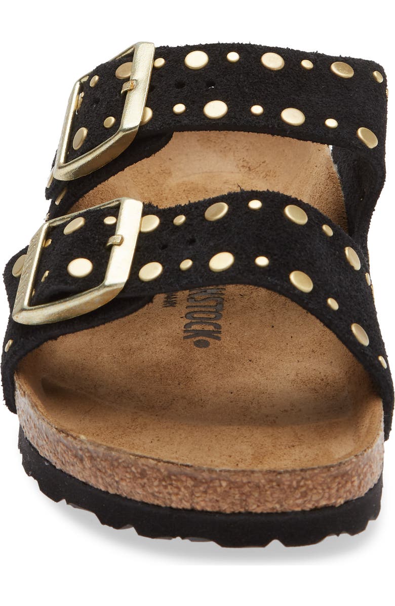 Birkenstock Arizona Rivets Studded Slide Sandal, Alternate, color, Black Suede