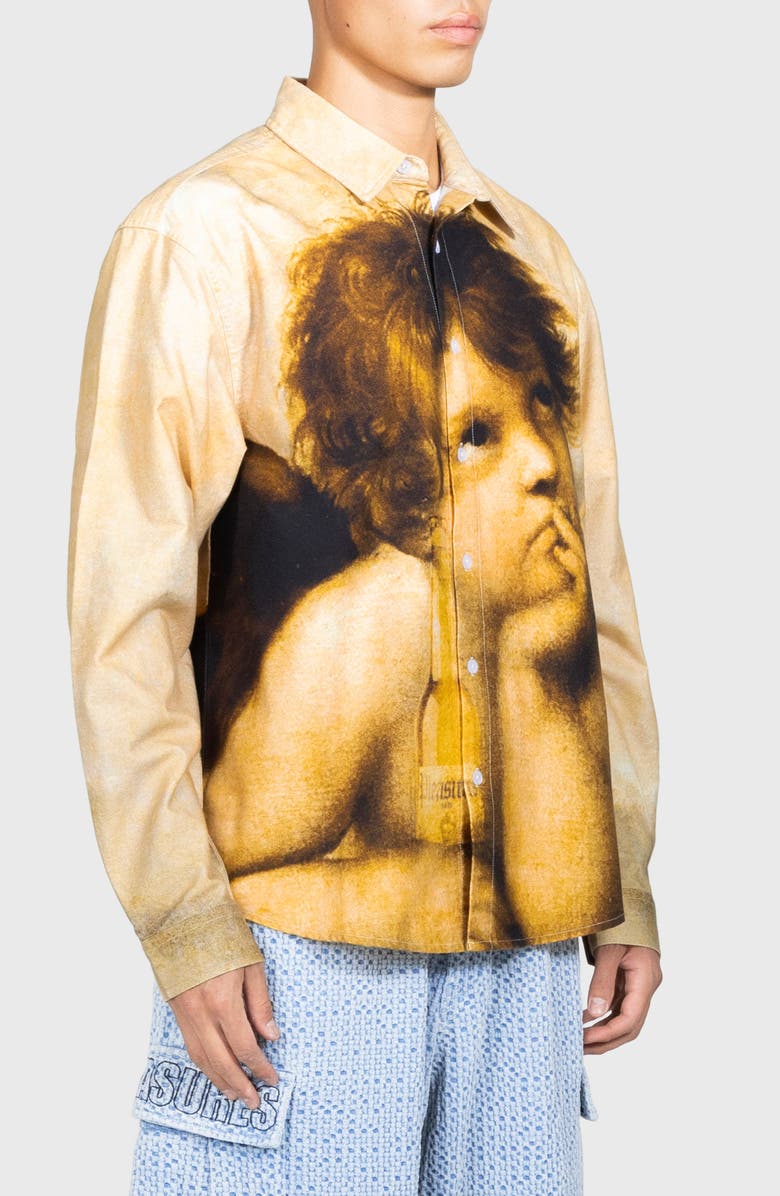 PLEASURES Cherub Cotton Button-Up Shirt, Alternate, color,