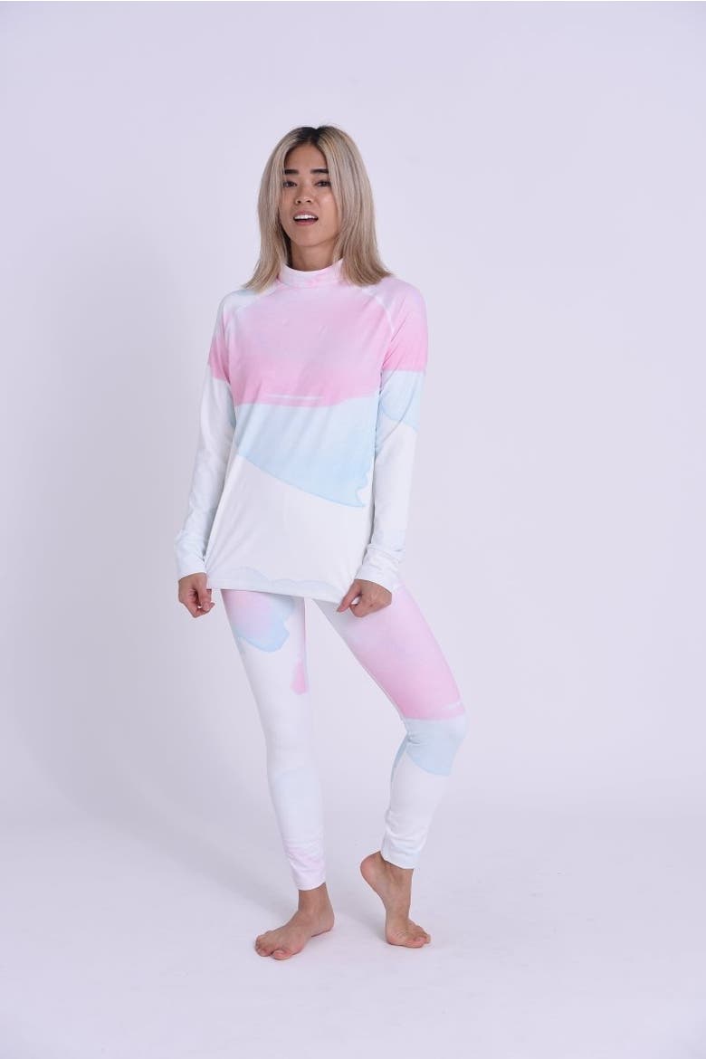 Watercolour Womens Baselayer Top, Alternate, color, Pink, Multicolor
