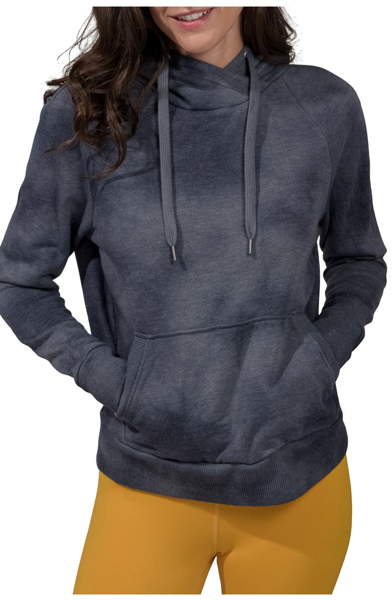 90 DEGREE BY REFLEX Brushed Knit Tie Dye Cross Neck Oversized Hoodie, Main, color, 