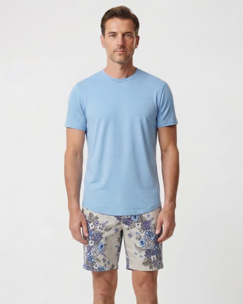Clumped Floral Mens Flat Front Short