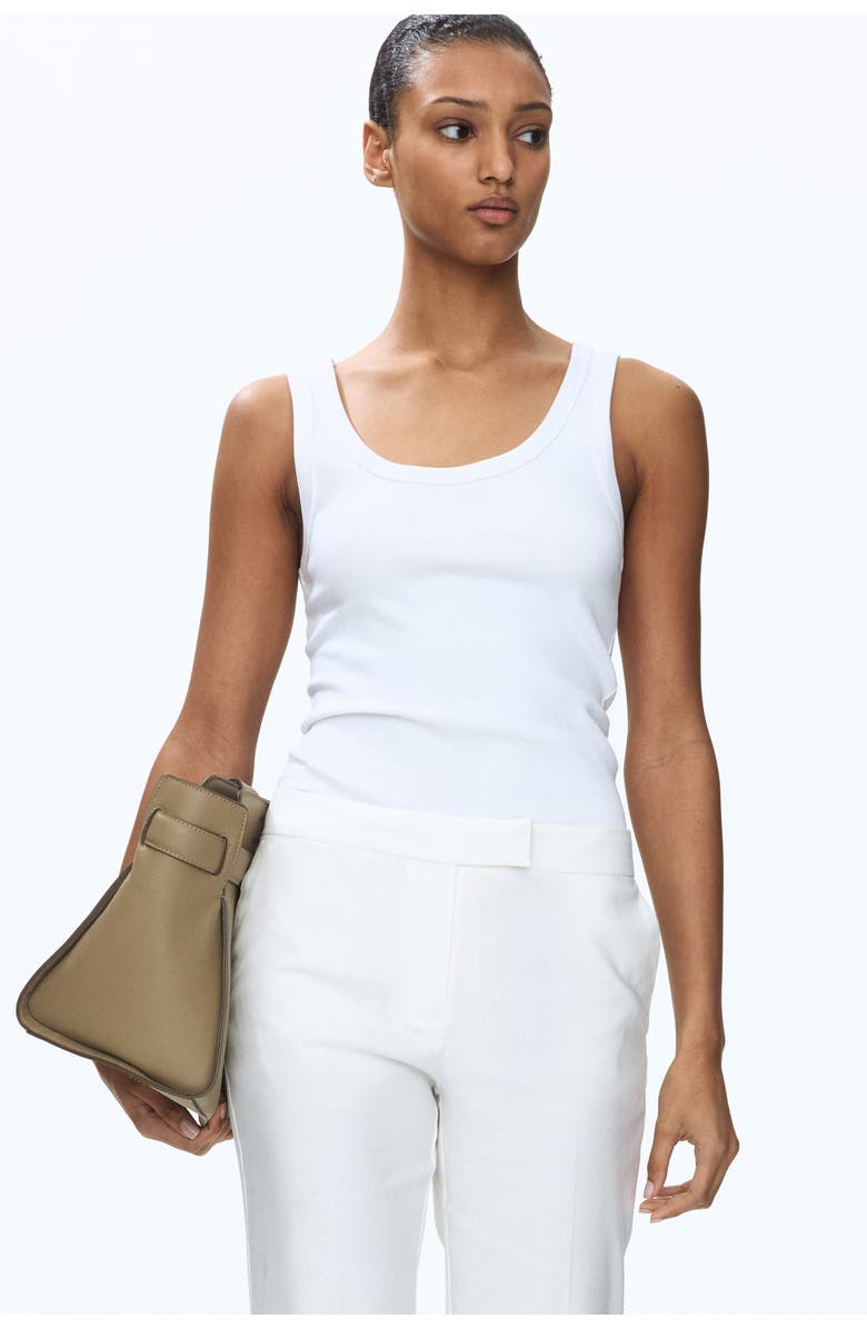 H&M Linen-blend Tailored Trousers, Alternate, color, White