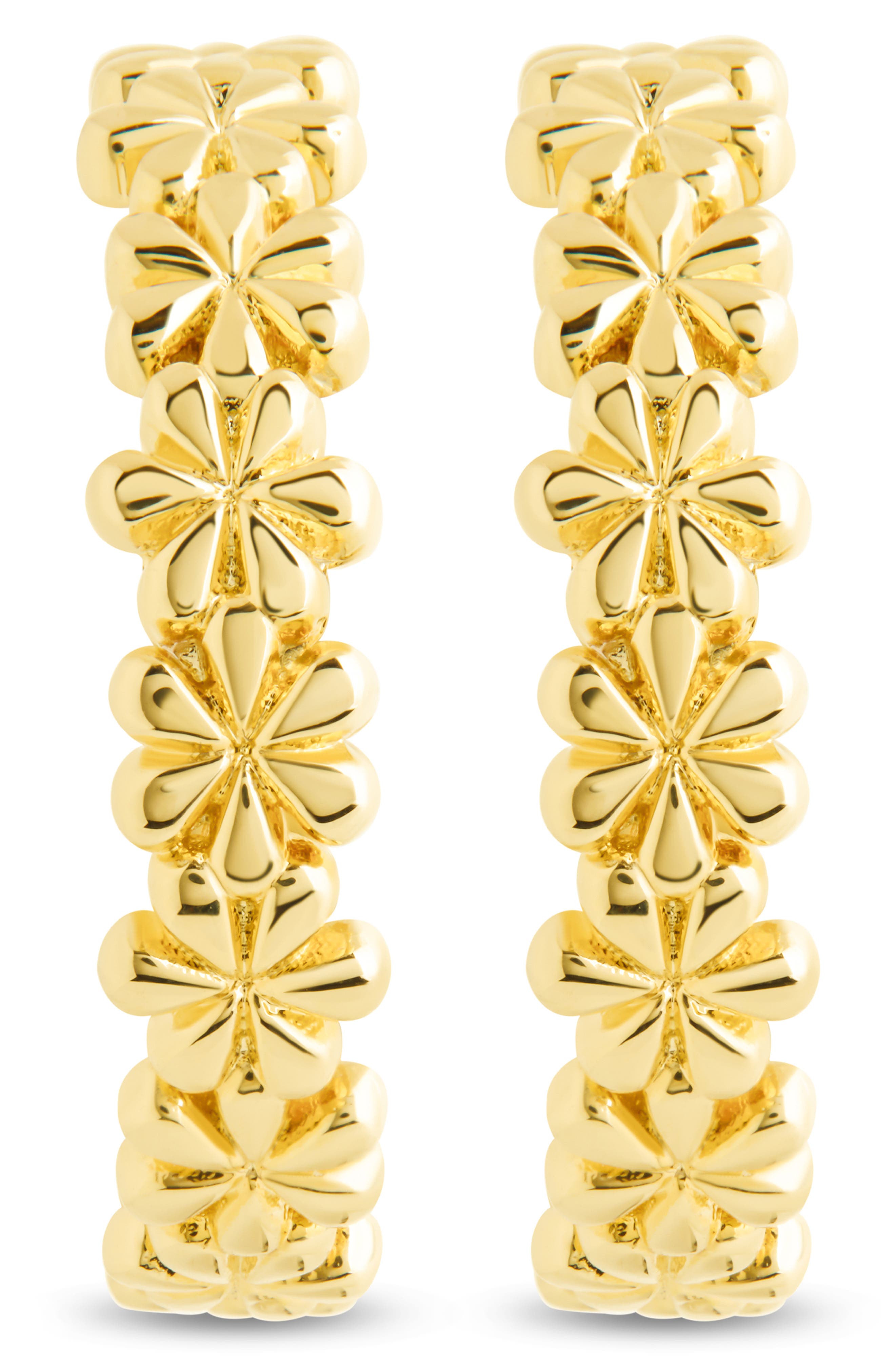 Sterling Forever Delilah Floral Textured Hoop Earrings