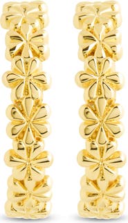 Sterling Forever Delilah Floral Textured Hoop Earrings