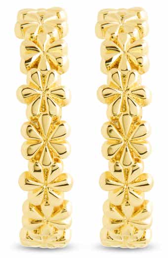 Sterling Forever Delilah Floral Textured Hoop Earrings