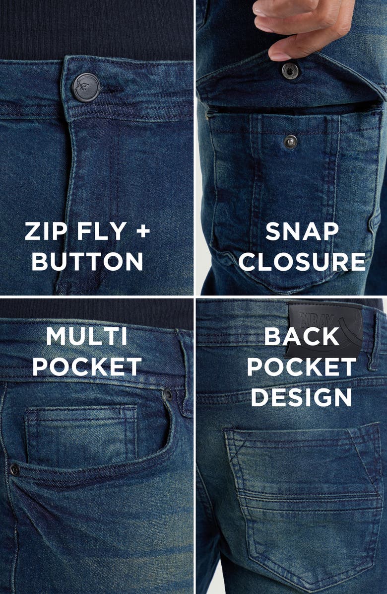 XRAY Slim Fit Cargo Jeans, Alternate, color, Medium Blue Tint