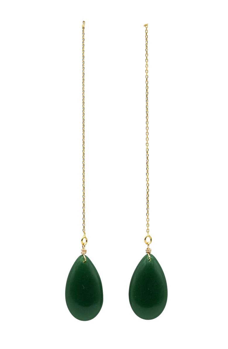 seree Waterdrop Lab jade drop earrings, Main, color, Bright Green