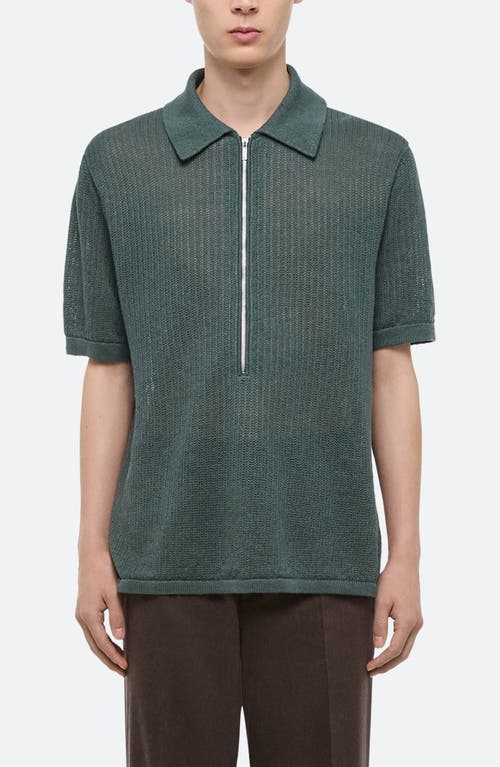 Helmut Lang Regular Fit Half Zip Linen Polo Sweater