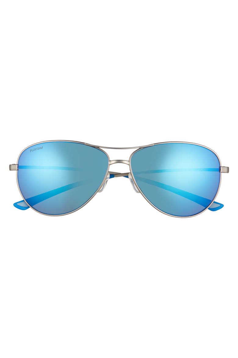 Langley 60mm ChromaPop™ Polarized Aviator Sunglasses, Alternate, color, MATTE RUTHENIUM/ BLUE