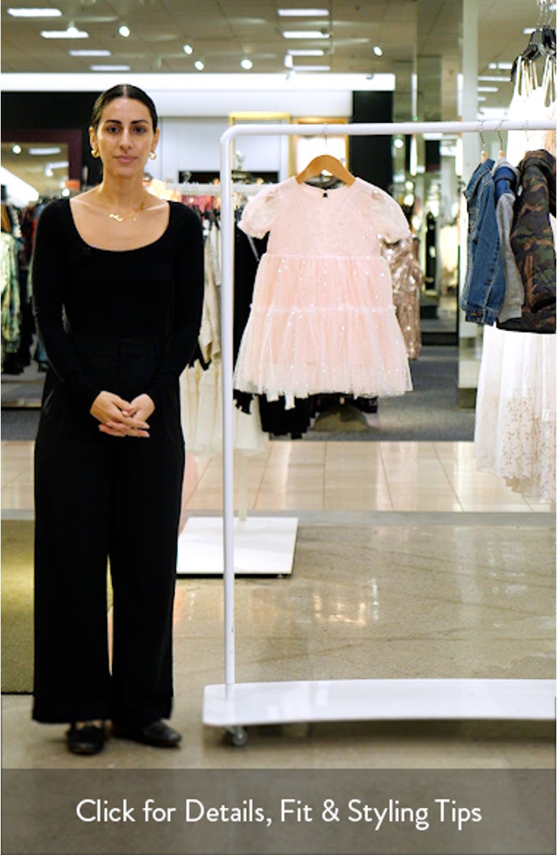 Kids' Paillette Accent Tiered Tulle Party Dress, sales video thumbnail