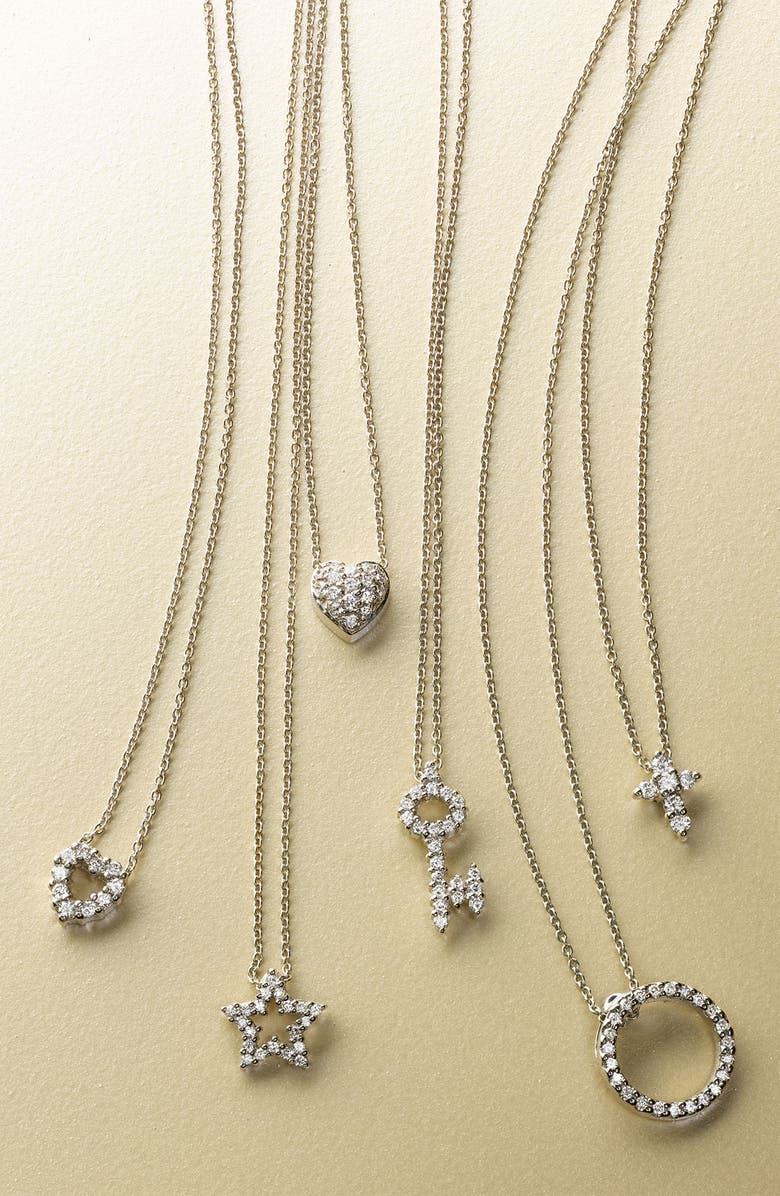 Roberto Coin 'Tiny Treasures' Diamond Cross Pendant Necklace, Alternate, color, 