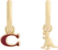 COACH C Logo & Rexy Mismatched Huggie Hoop Earrings