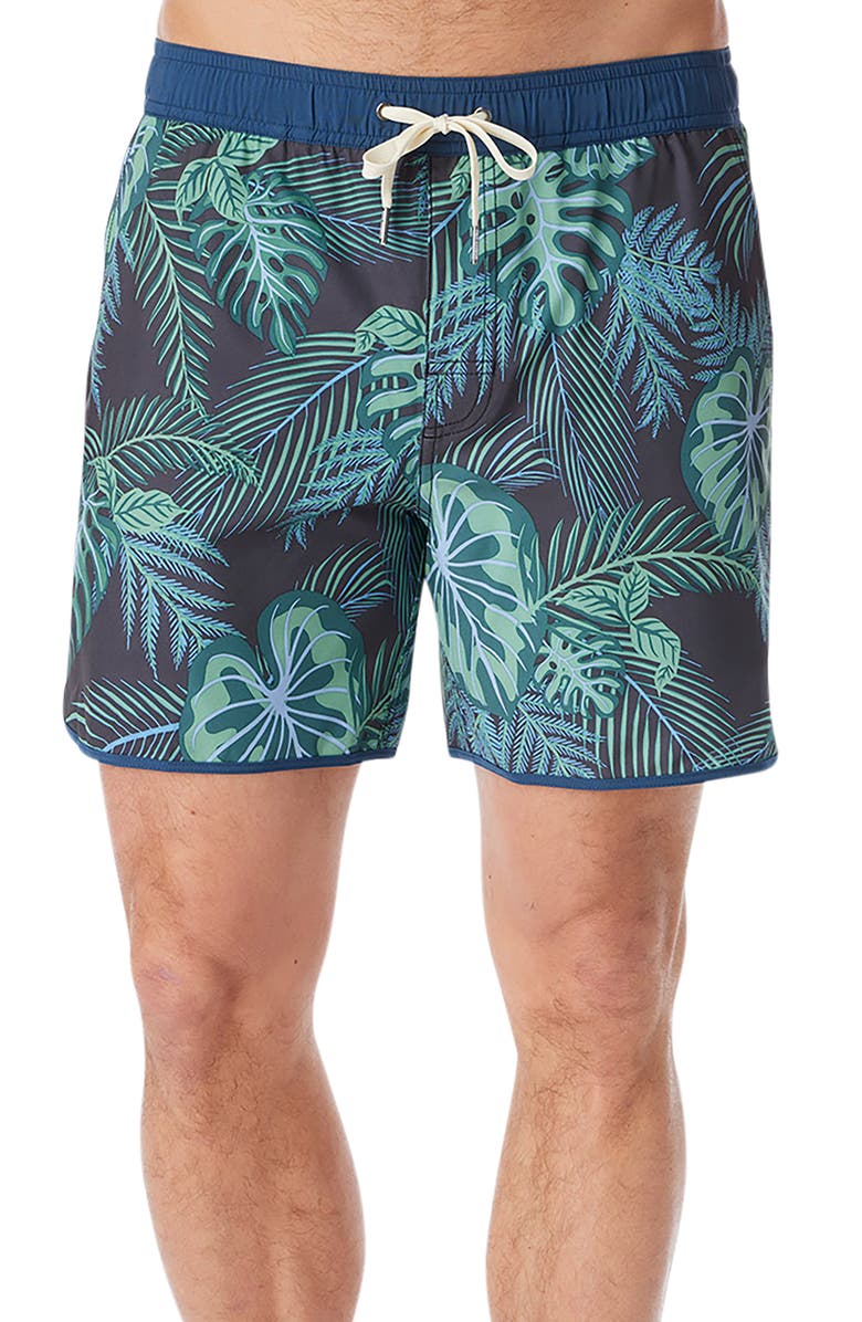 Fair Harbor Anchor Water Repellent Swim Trunks, Main, color, Navy Evergreen