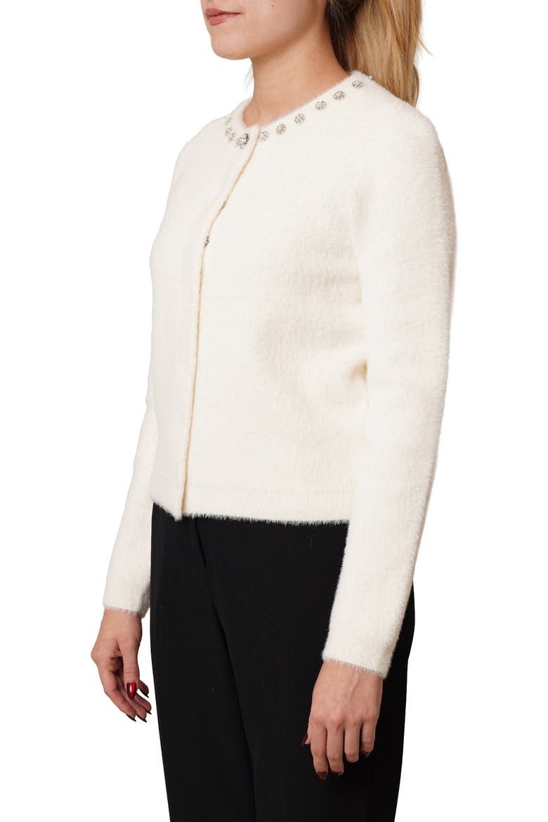 Embellished Fuzzy Cardigan, Alternate, color, VANILLA PUFF