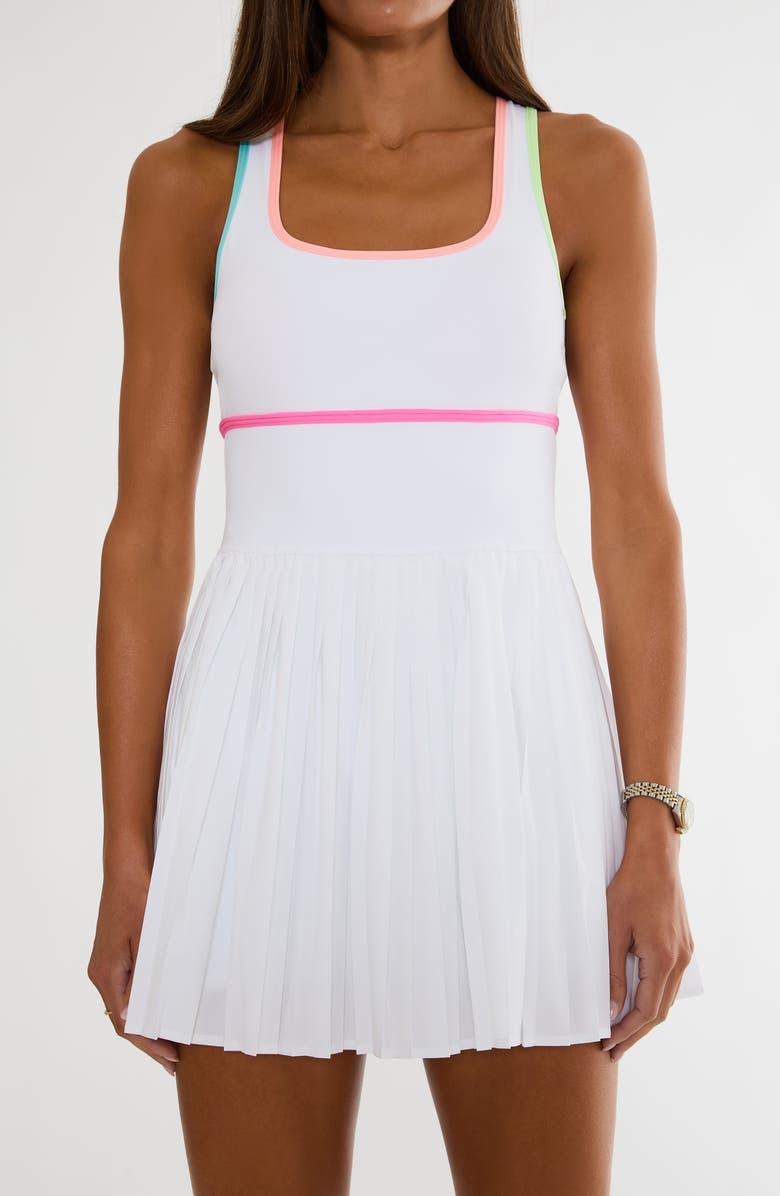 Beach Riot Antonia Pleated Minidress, Alternate, color, Hibiscus Cove White