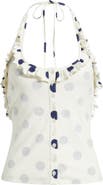 Damson Madder Zazie Ruffle Polka Dot Organic Cotton Halter Top