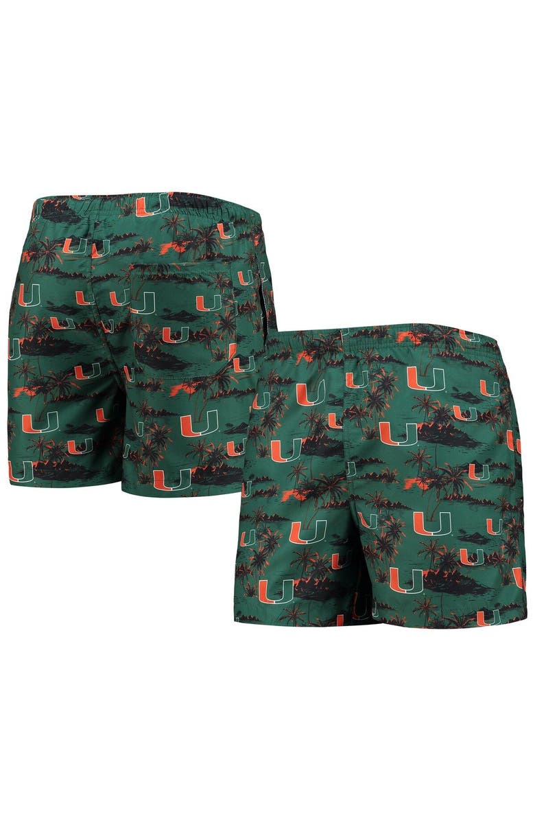 FOCO Men's FOCO Green Miami Hurricanes Island Palm Swim Trunks, Main, color, 