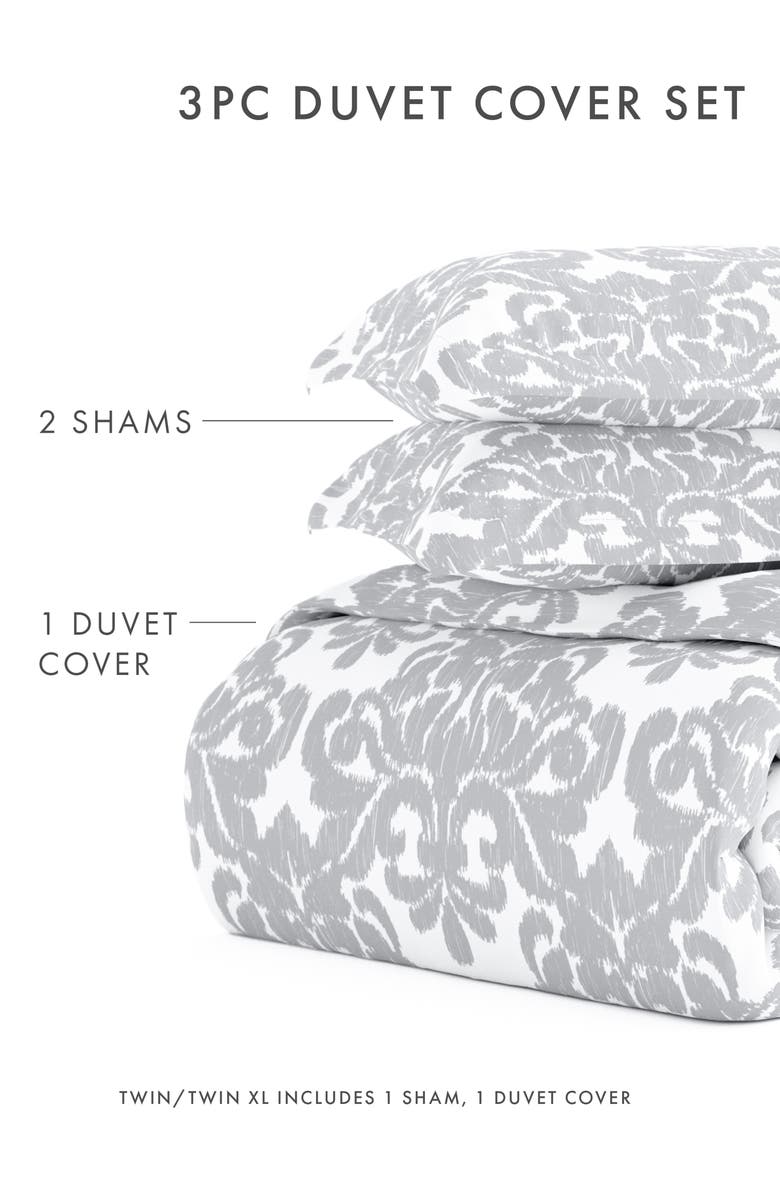 HOMESPUN Premium Ultra Soft Soft Damask Pattern 3-Piece Duvet Cover Set, Alternate, color, Light Gray