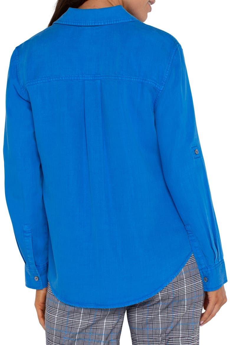Roll Sleeve Button-Up Shirt, Alternate, color, BLUE TOPAZ