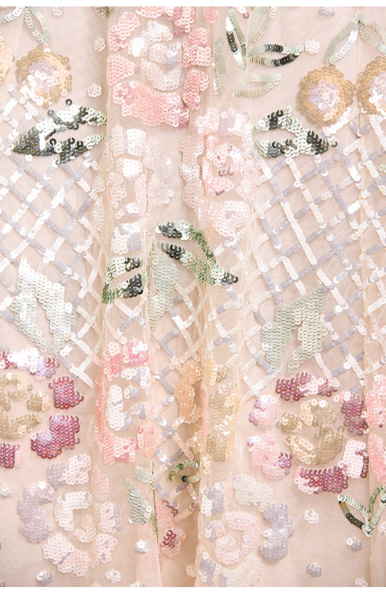 Needle & Thread Rosalie Short Sleeve Ballerina Dress, Alternate, color, Cream