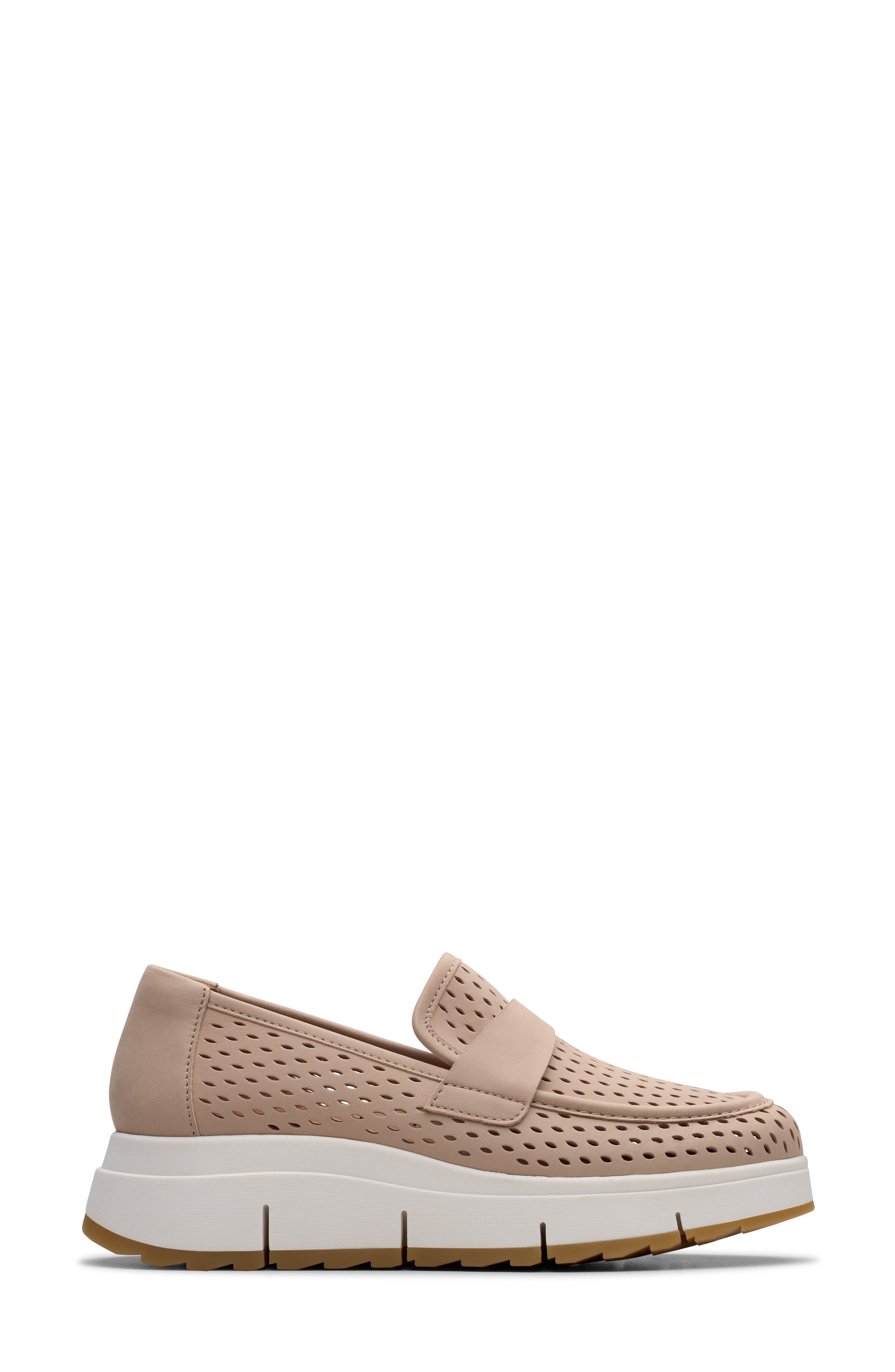 Loriini Edge Platform Wedge Loafer, Alternate, color, SAND NUBUCK