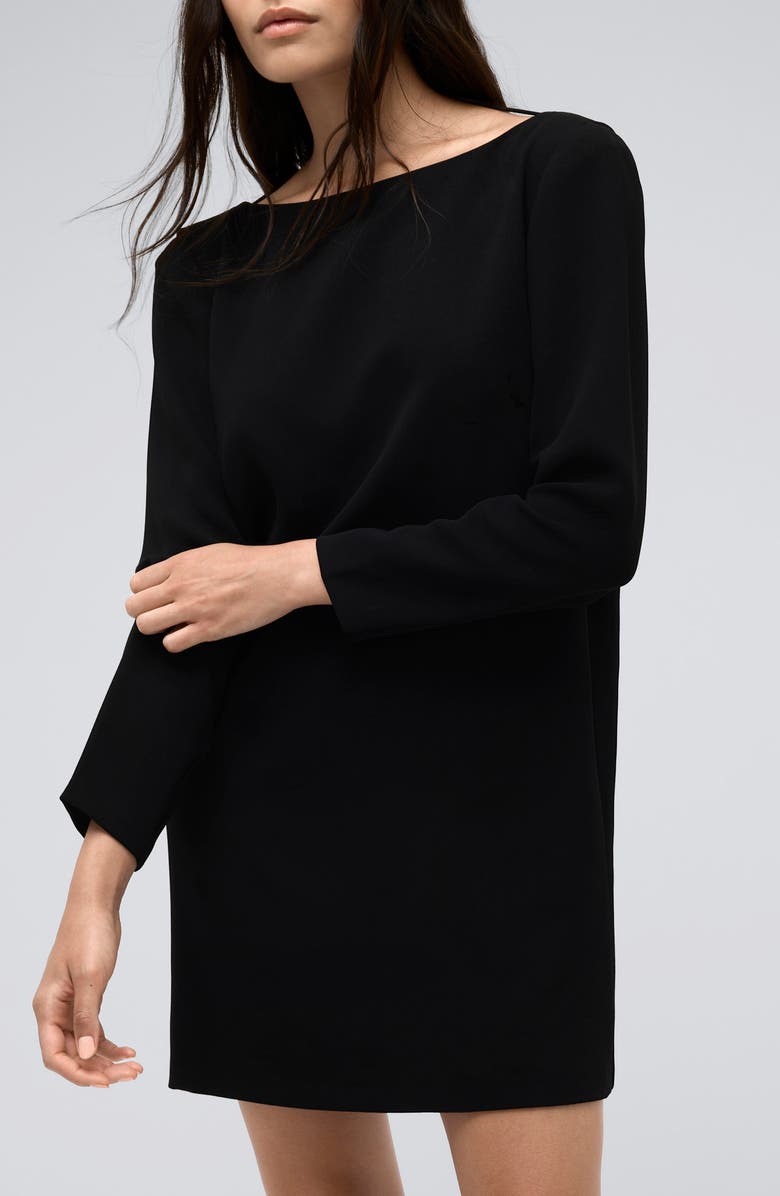 Kenneth Cole Drape Back Long Sleeve Shift Dress, Alternate, color, Black