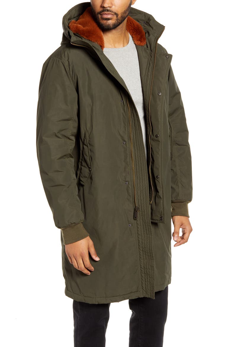 Tech Down Parka with Faux Fur Trim, Main, color, OLIVE