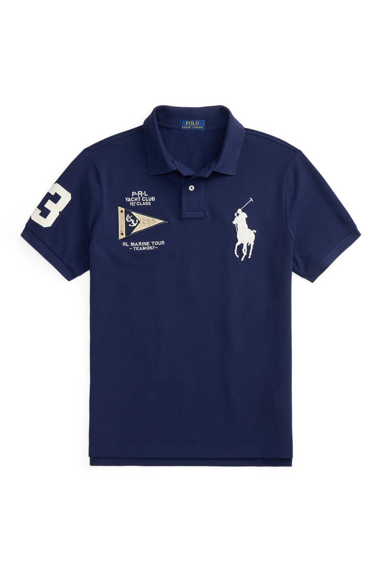Slim Fit Big Pony Cotton & Linen Piqué Polo, Alternate, color, NEWPORT NAVY