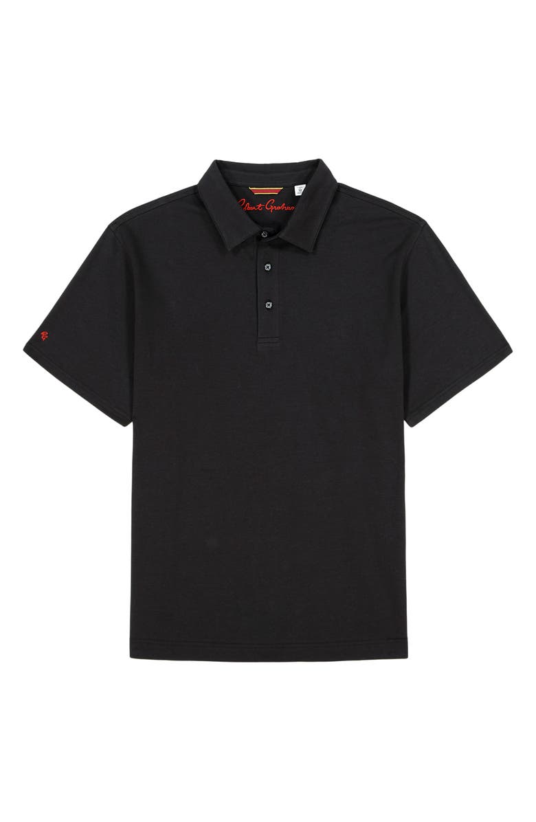 Robert Graham Furlan Stretch Cotton Polo, Alternate, color, Black