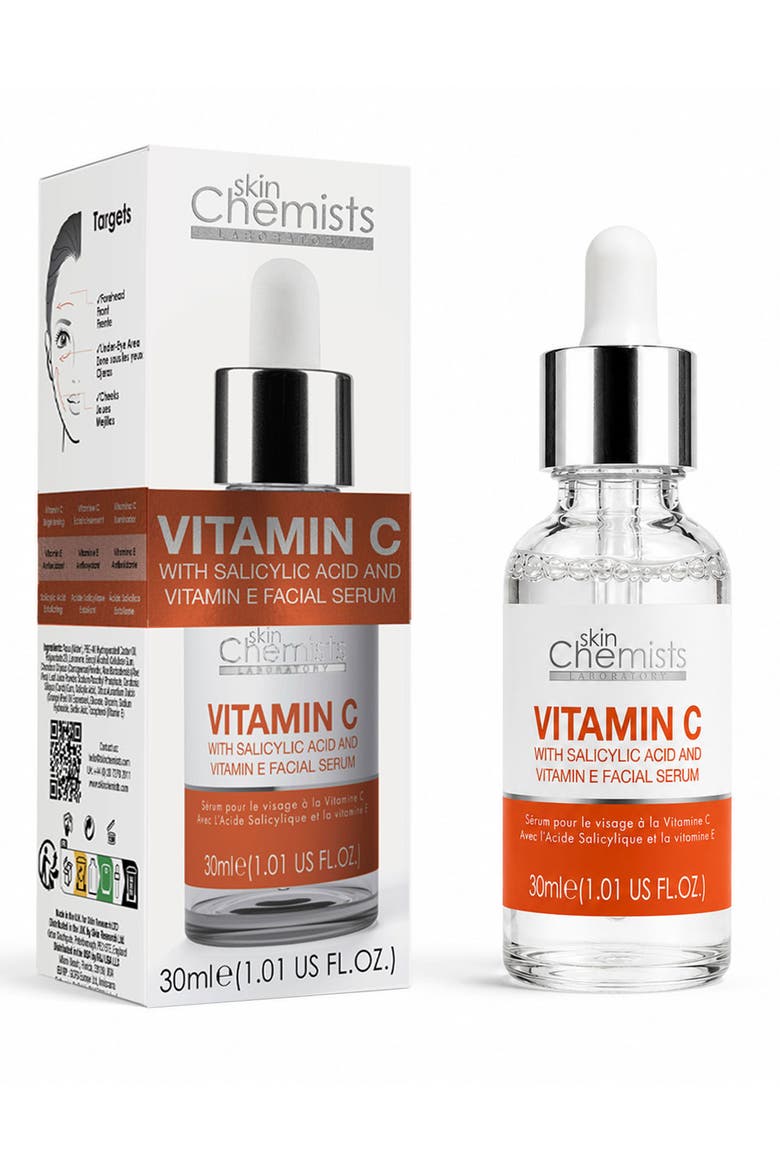 Anti-Aging Vitamin C Salicylic Acid Facial Serum 30ml for Acne & Blemishes, Large Pores, Alternate, color, White