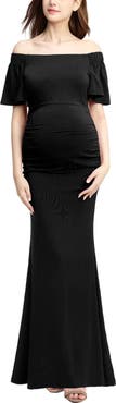Kimi & Kai Abigail Off the Shoulder Maternity Maxi Dress