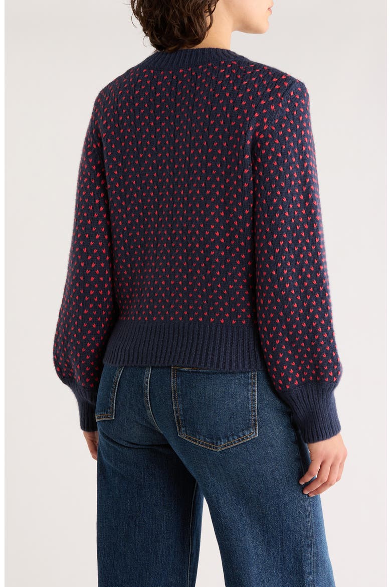 Alma Heart Stitch Crewneck Sweater, Alternate, color, NAVY/ RED