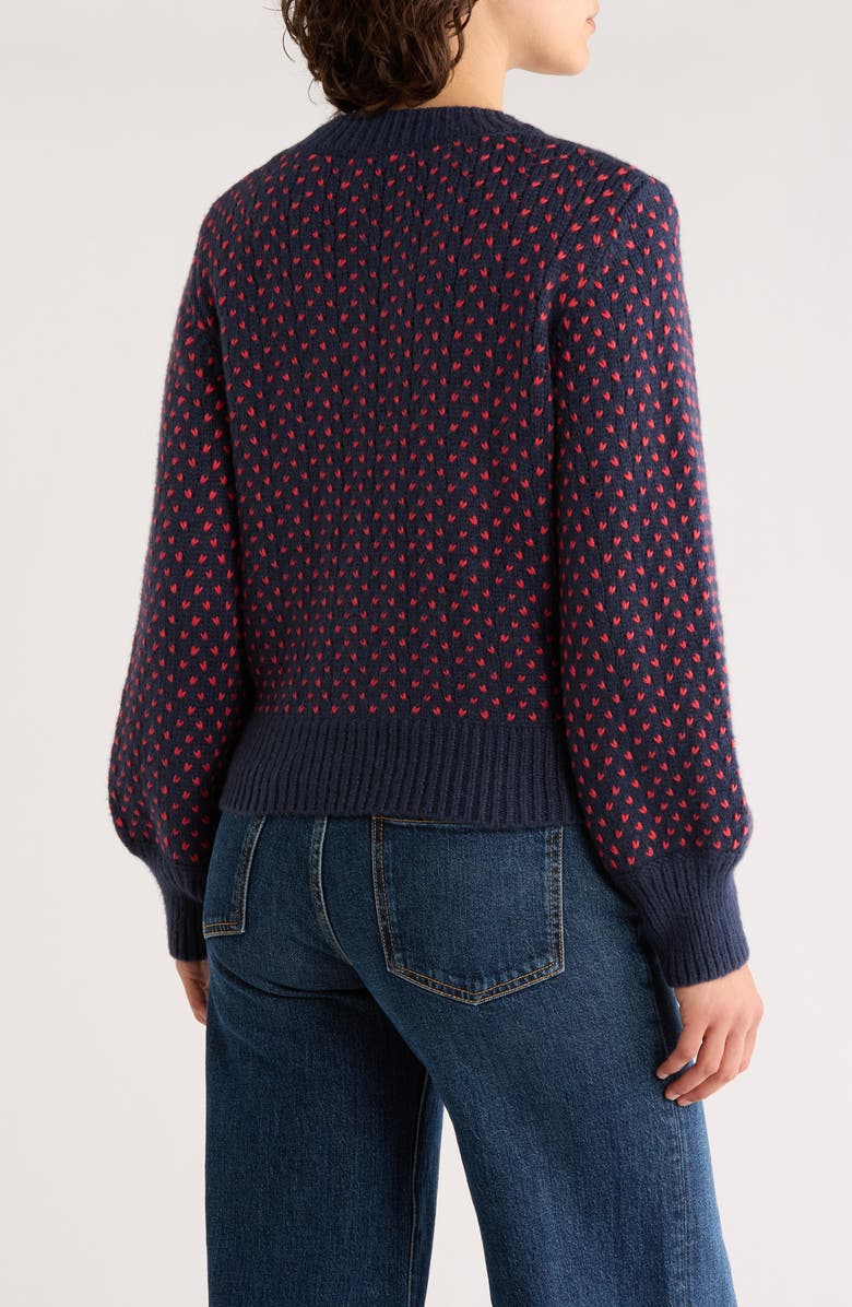 Marine Layer Alma Heart Stitch Crewneck Sweater, Alternate, color, Navy/ Red