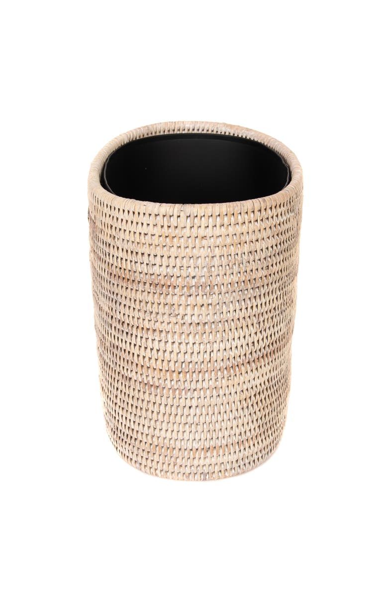 Artifacts Trading Company<sup>™</sup> Artifacts Rattan Oval Waste Basket with Metal Liner, Alternate, color, White Wash