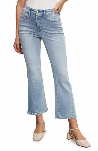 Good American Soft-Tech Good Legs High Waist Distressed Crop Mini Bootcut Jeans