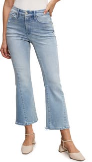Good American Soft-Tech Good Legs High Waist Distressed Crop Mini Bootcut Jeans