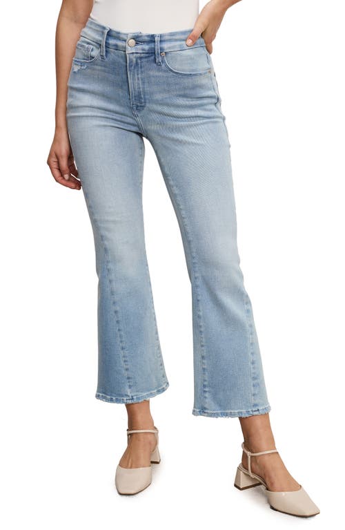GOOD AMERICAN GOOD AMERICAN SOFT-TECH GOOD LEGS HIGH WAIST DISTRESSED CROP MINI BOOTCUT JEANS 