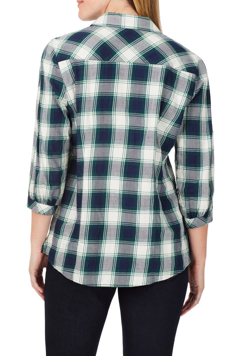 Sophie Cotton Blend Button-Up Plaid Shirt, Alternate, color, NAVY MULTI