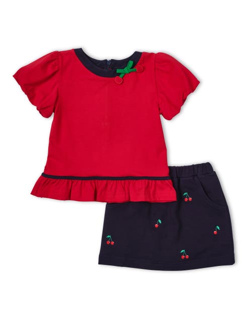 Florence Eiseman Bubble Sleeve Top With Cherries In Red