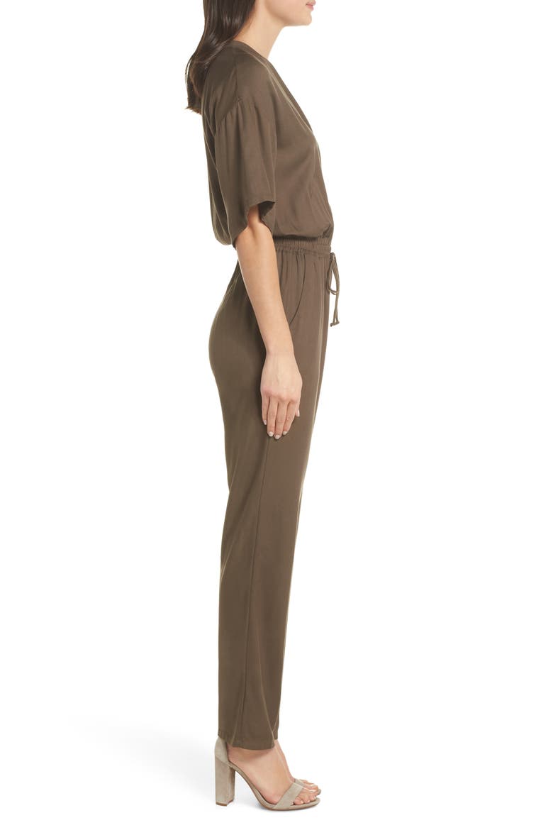 Surplice Jumpsuit, Alternate, color, KHAKI